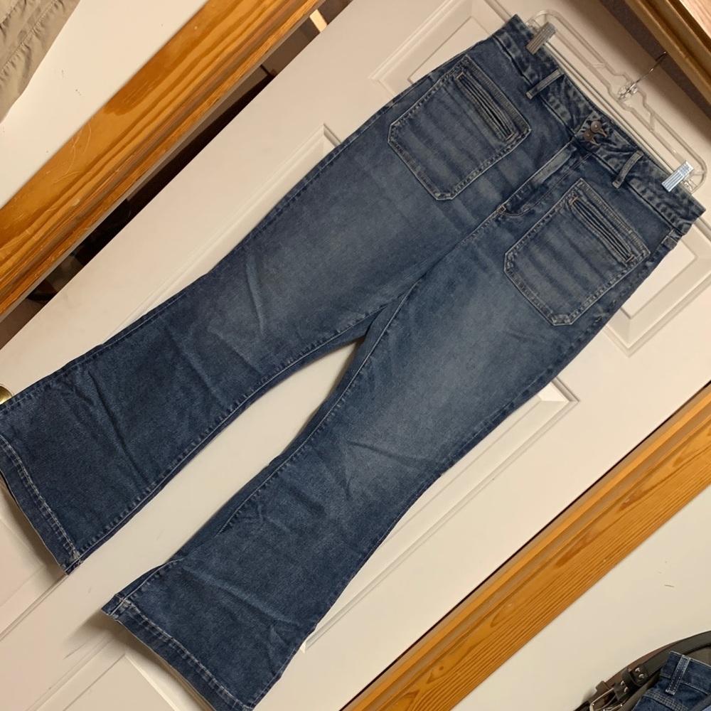American Eagle Outfitters Women's Dark Blue Curvy Hi-Rise Flare Jeans